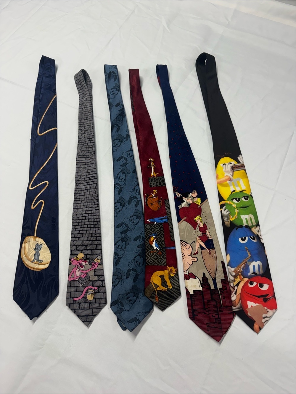 Vintage 90’s Novelty Character Tie Lot – Disney, M&M’s, Pink Panther, Lion King
